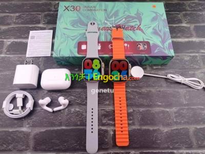  X30 Unique Combination 2 watch + Bluetooth Earbuds+ 2 strap+ Charger