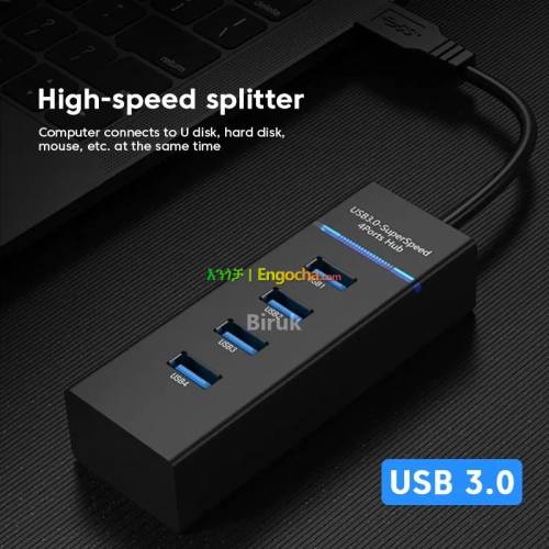 4 Port USB Hub Splitter Extender USB 3.0 Adapter