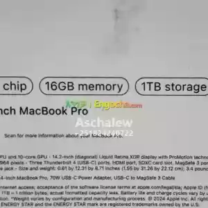 Apple MacBook Pro 14"-M4 Chip (Late 2024)Highlights• Apple M4 10-Core Chip• 16GB Unified  Price in Ethiopia