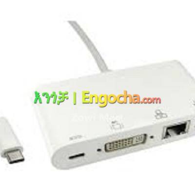 Type C to VGA, USB & RJ45 Gigabit Adapter