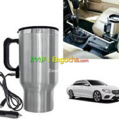 Car Travel Electric Mug Silver Double Wall Stainless Steel