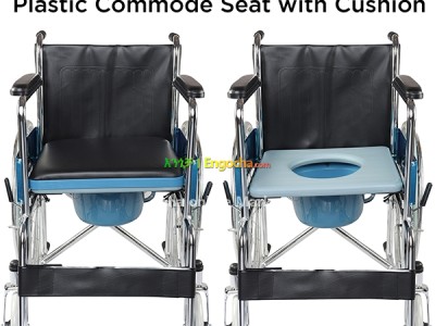 Folding commode wheelchair