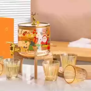 Glass dispenser jar with Bamboo stand And 6 Drinking Glasses  in Ethiopia