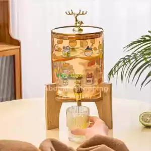 Glass dispenser jar with Bamboo stand And 6 Drinking Glasses  in Ethiopia