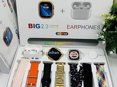 I20 Ultra Max Smart Watch + 7 Straps + Earbuds + Watch Case All In One Box