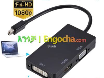 Mini DP ( Thunderbolt) to HDMI,VGA DVI 3 in 1 Converter