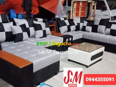 U shaped sofa with table 