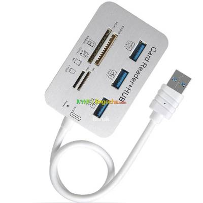 USB3.0 Card Reader And 3 Ports USB Hub,High Speed External Memory Card Reader For MS/M2/S