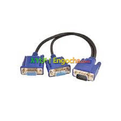 Vga Splitter Cable Dual Vga Monitor Y Cable 1 Male to 2 Female