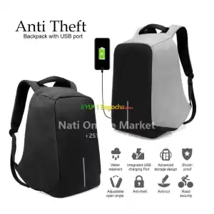 ️ Anti-Theft Backpack with USB Charging Port          Price in Ethiopia