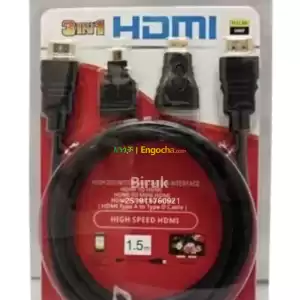 3 in 1 HD High Speed HDMI to HDMI Cable + Micro HDMI Adapter+ Mini HDMI Kit New Price in Ethiopia