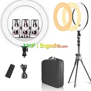 21" Ring Light with Remote | 3 Colors | 3 Phone Holders | Long Stand + Bag in Ethiopia