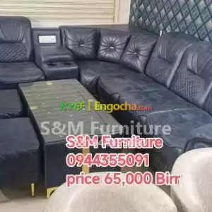 B Style Sofa design Fully Leather with table Price in Ethiopia