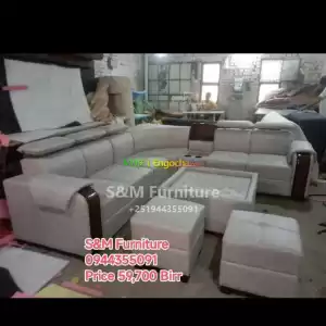 B Style Sofa design Fully Leather with table in Ethiopia