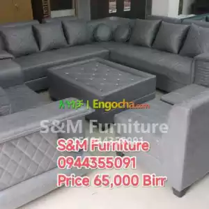 B style Sofa design full leather with table in Ethiopia