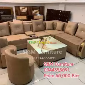 L Shaped sofa with table design call me  Price in Ethiopia