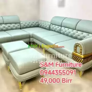 L shaped Sofa Fully Leather Price in Ethiopia