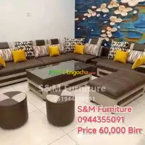 U shaped Sofa design with table Price in Ethiopia
