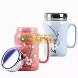 handmade gozygog mug flower mug with cover in Ethiopia