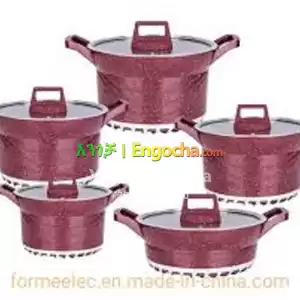 5-Piece Granite Cookware Set – Non-Stick Cooking Pots & Pans with Lids Price in Ethiopia