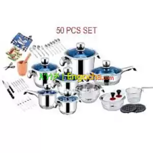 50-Piece Stainless Steel Cookware Set – Complete Kitchen Solution in Ethiopia