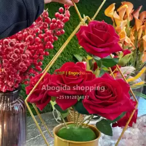 GLOWING RED ROSES IN GOLDEN ELEGANCE in Ethiopia