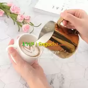 Gold Milk Frothing Pitcher in Ethiopia