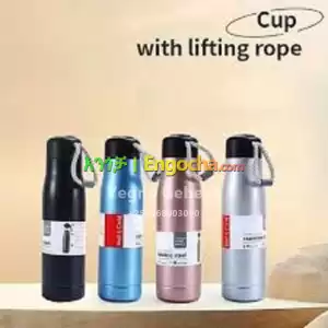 Small Stainless Steel Water Bottle with Rope Handle in Ethiopia