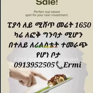 ሚሸጥ መሬት ፒያሳለይ  Price in Ethiopia