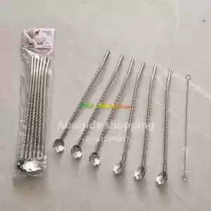 6pcs Reusable drinking Stainless Straws with Cleaning brush in Ethiopia