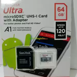 SanDisk Ultra 64GB microSDXC Card (120MB/s) - Comes with FREE Adapter! Don't Settle for S in Ethiopia