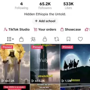 65k+ followrs tiktok account in Ethiopia