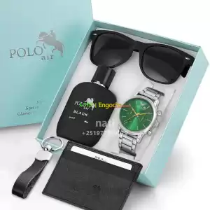  POLO AIR PREMIUM Men's Gift Combo 5 in 1 Polo Men's watch Polo 50 ML Perfume Polo Wallet Price in Ethiopia